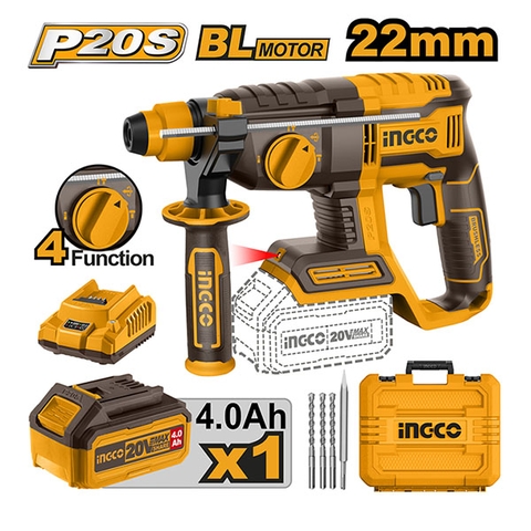 Máy Khoan Đục Búa Pin 20V INGCO CRHLI202081 Đầu SDS 22mm