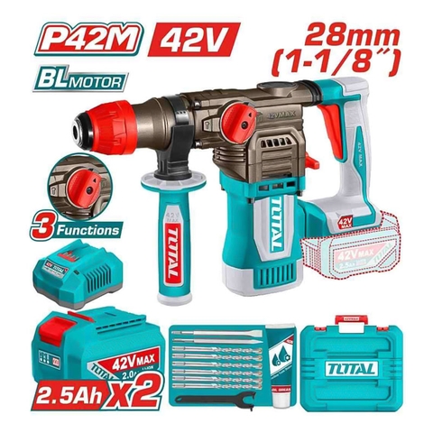 Máy Khoan Bê Tông Không Chổi Than Dùng Pin 42V Total TRHLI422882