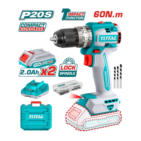 Máy Khoan Vặn Vít Không Chổi Than Dùng Pin Lithium-Ion 20V Total TDLI20602