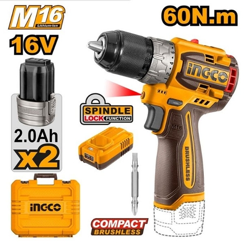 Máy Khoan Pin Mini 16V INGCO CDLI16682 Lực Siết 60Nm
