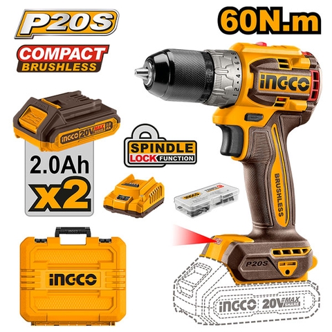 Máy Khoan Vặn Vít Pin 20V INGCO CDLI20602 Lực Siết 60Nm
