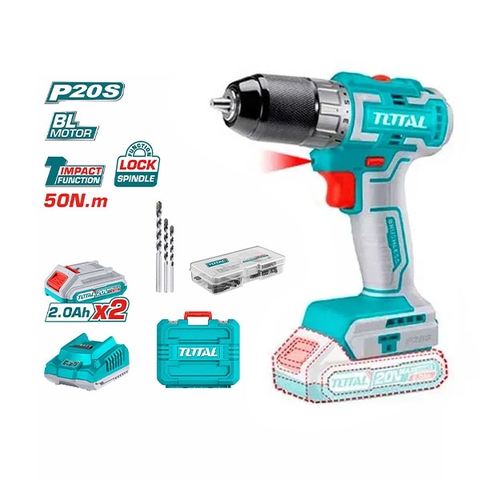 Máy Khoan Vặn Vít Không Chổi Than Dùng Pin 20V (2 Pin 2.0Ah & Sạc) Total TDLI20508