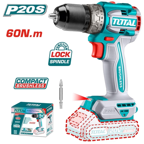 Máy Khoan Vặn Vít Không Chổi Than Dùng Pin Lithium-Ion 20V (chỉ Thân Máy) Total TDLI206021