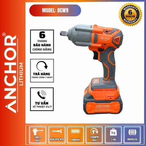 Máy Siết Ốc Động Lực Pin 20V M20 DCW9 (Lực Siết Tối Đa 750 N.m) Yamasu M20-DCW9