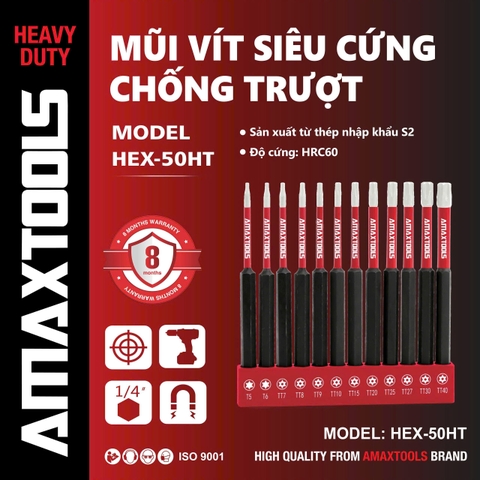 Mũi Vít Siêu Cứng Chống Trượt Amaxtools HEX-50LG