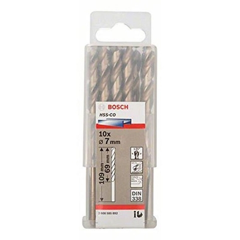 Mũi Khoan INOX HSS-Co 7mm (Hộp 10 Mũi) Bosch 2608585892