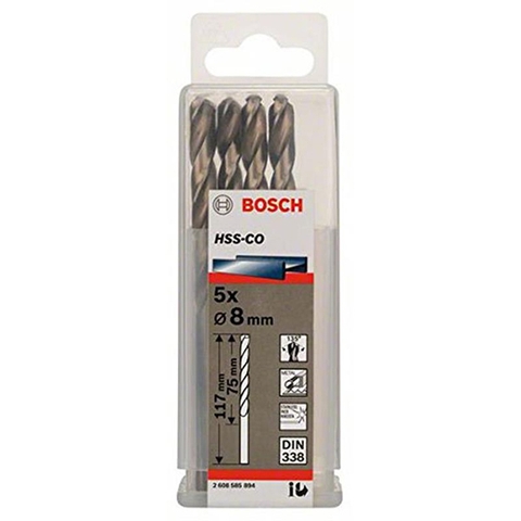 Mũi Khoan INOX HSS-Co 8mm (Hộp 5 Mũi) Bosch 2608585894