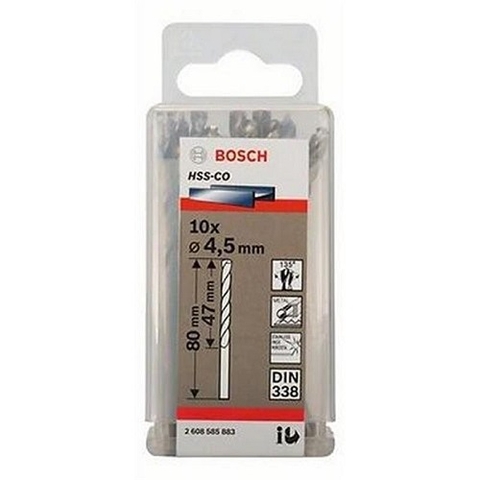 Mũi Khoan INOX HSS-Co 4.5mm (Hộp 10 Mũi) Bosch 2608585883