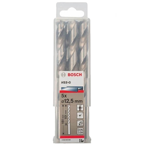 Mũi Khoan Sắt HSS-G 12.5mm (Hộp 5 Mũi) Bosch 2608595082