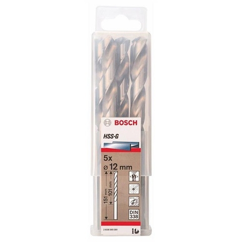 Mũi Khoan Sắt HSS-G 12.0mm (Hộp 5 Mũi) Bosch 2608595081