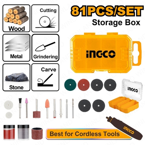 Bộ 81 Món Phụ Kiện Mài Mini INGCO AKMG8081