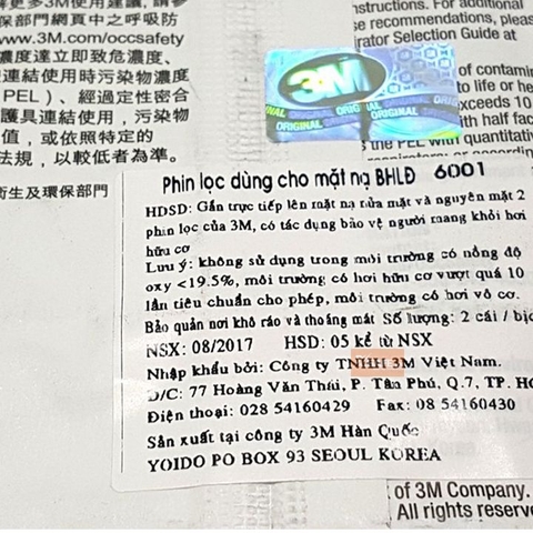 PHIN LỌC 3M 6001