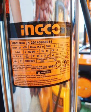 MÁY BƠM CHÌM NƯỚC THẢI INGCO 1500W 2H.P SPDB15008 XSAFE
