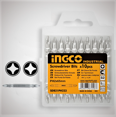 Bộ mũi vít bake 2 đầu 10 cái PH2x50mm INGCO SDB21PH223 Xsafe