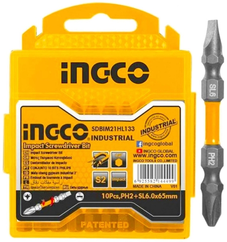 Mũi Bắt Vít Hai Đầu PH2+SL6x65mm (có Nam Châm Hít) INGCO SDBIM21HL133