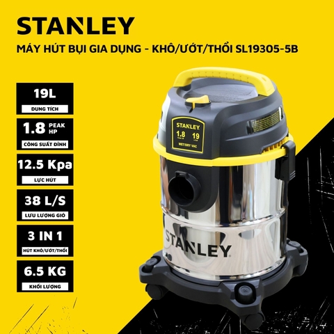 Máy hút công nghiệp 1.8 peak HP 19L Stanley SL19305-5B