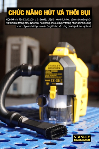 Máy bơm hơi đa năng 3 trong 1 bơm/thổi/hút bụi Stanley SXVI02001 (không pin, sạc)