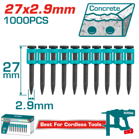 Bộ 10 pcs đinh bắn bê tông liên tục 27mm Total TAC02271
