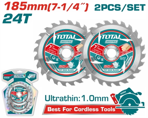 Bộ 2 Lưỡi Cưa TCT Siêu Mỏng 185mm Total TAC2331853