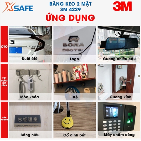 Băng keo 2 mặt cường lực 3M 4229 dài 10M, 30M
