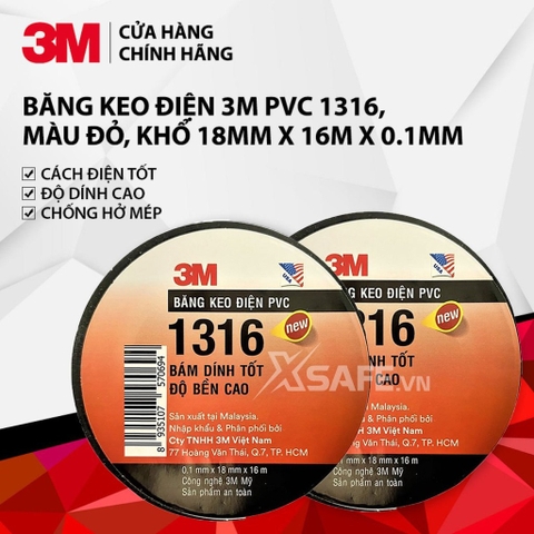 BĂNG KEO ĐIỆN 3M PVC 1316 CÁCH ĐIỆN 1KV