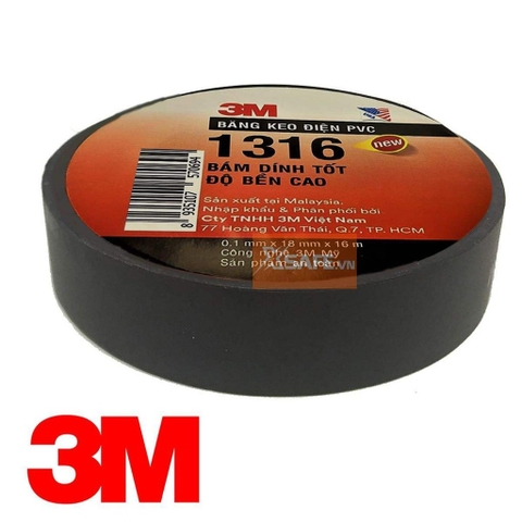 BĂNG KEO ĐIỆN 3M PVC 1316 CÁCH ĐIỆN 1KV