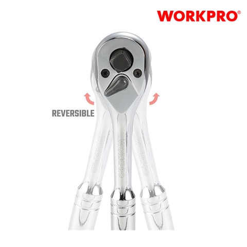 Tay vặn nhanh tự động 3in1 ( có đầu vuông 1/4inch + 3/8inch + 1/2inch) Workpro - WP271014