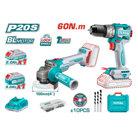 [Sale Lễ 2/9] Combo Máy Mài Góc Pin 20V Total TCKLI2027310