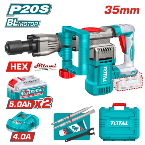 Máy đục bê tông không chổi than dùng pin 20V Total TDBLI203582
