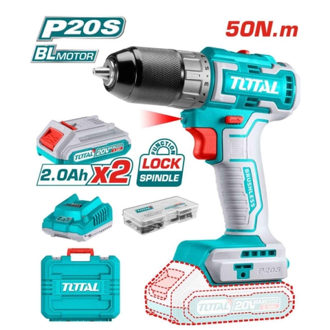 Máy Khoan Vặn Vít Không Chổi Than Dùng Pin 20V (2 Pin 2.0Ah & Sạc) Total TDLI20508