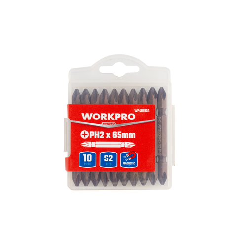 Bộ Đầu Vặn Vít 2 Đầu Bake 65mm X PH2 1 Bộ = 10 Cái Workpro WP408154