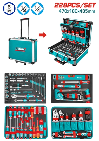 Bộ Dụng Cụ Cầm Tay 228 Chi Tiết Trong Vali Total THKTHP62287