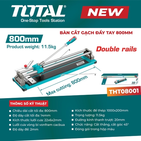 Bàn cắt gạch đẩy tay 800mm TOTAL THT08001