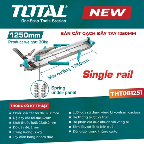Bàn cắt gạch đẩy tay 1250mm TOTAL THT081251