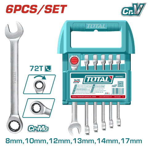 Bộ Cờ Lê Miệng Vòng Xoay Chiều TOTAL THT103RK066 8-17MM