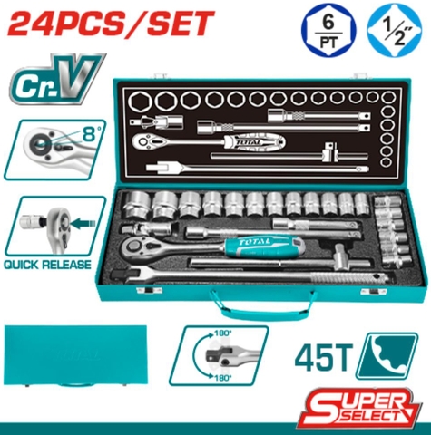 Bộ 24 Cái đầu Tuýp 1/2inch Total THT121242