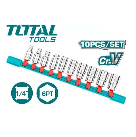 Bộ 10  đầu tuýp 1/4 inch Total THT1411023 giá rẻ