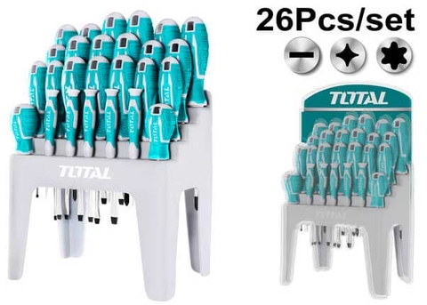 Bộ 26 tua vít dẹp, bake và chuẩn Total THT250626