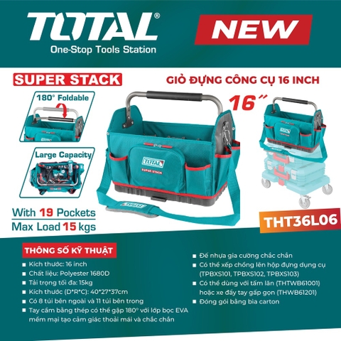 Giỏ đựng công cụ 16 Inch TOTAL THT36L06