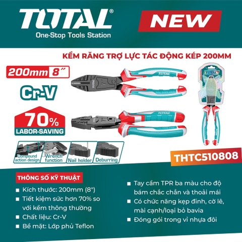 Kìm răng trợ lực tác động kép 200mm TOTAL THTC510808