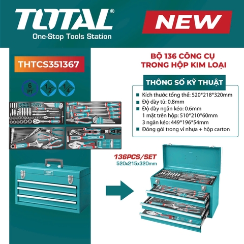 Bộ Dụng Cụ 136 Chi Tiết Total THTCS351367