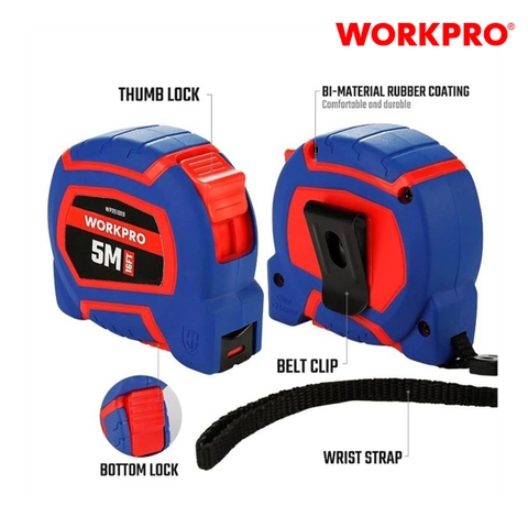 Thước cuộn tráng nylon, kích thước 5Mx19mm Workpro - WP261009