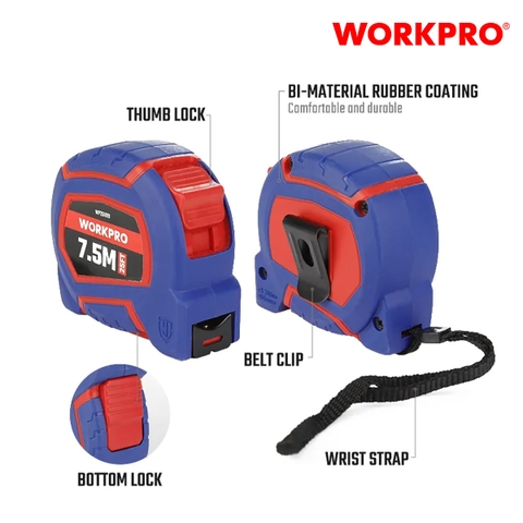 Thước cuộn tráng nylon, kích thước 7.5Mx25mm Workpro - WP261010