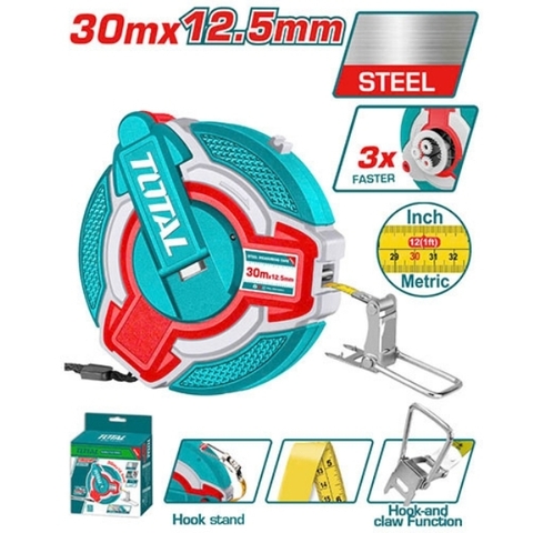 Thước dây sợi thủy tinh 30m x 12.5mm Total TMT08306