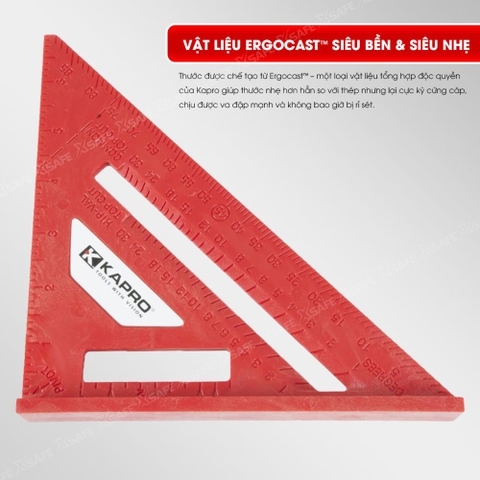 Thước eke vuông đỏ Kapro 444, bằng  nhựa, chiều dài 7inch