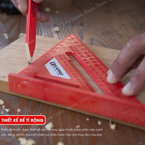 Thước eke vuông đỏ Kapro 444, bằng  nhựa, chiều dài 7inch