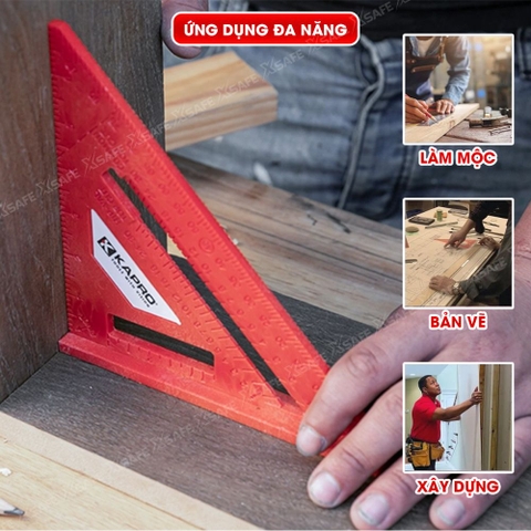 Thước eke vuông đỏ Kapro 444, bằng  nhựa, chiều dài 7inch