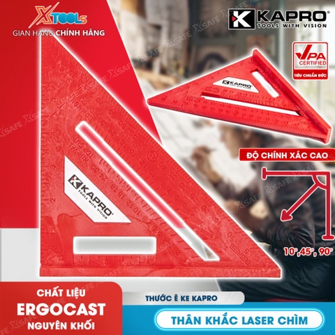Thước eke vuông đỏ Kapro 444, bằng  nhựa, chiều dài 7inch