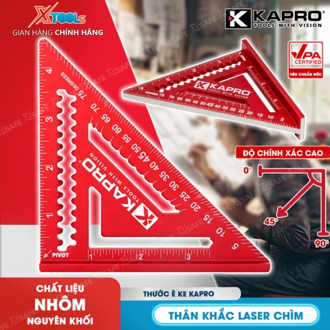 Thước Eke Vuông Kapro 448 Đỏ – Kim Loại Nguyên Khối 4 Inch