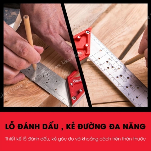 Thước ke góc vuông kim loại nguyên khối Kapro 353, chiều dài 25cm